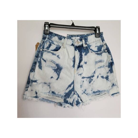 BP shorts Womens 26 Denim Jean Blue Bleached Washed Distressed Raw Cutoff New - Picture 1 of 7